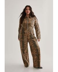 Nasty Gal - Plus Tiger Print Denim Jumpsuit - Lyst