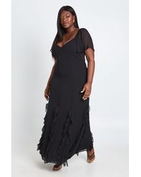 Boohoo - Plus Chiffon Puff Sleeve Ruffle Maxi Dress - Lyst