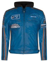 Infinity Leather - Racing Hooded Biker Jacket-Detroit - Lyst