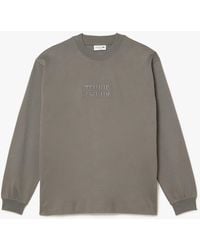 Lacoste - Long Sleeve Loose Fit Katoenen T-shirt In Grijs - Lyst