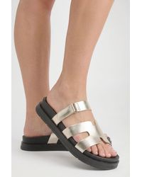 Boohoo - Wide Fit Cut Out Platform Sliders - Lyst