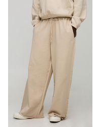 BoohooMAN - Extreme Wide Leg Loopback Script Embroidered Raw Hem Joggers - Lyst