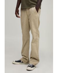 BoohooMAN - Slim Flare Half & Waistband Washed Twill Trousers - Lyst