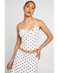 Boohoo - Halter Polka Dot Corset Top - Lyst
