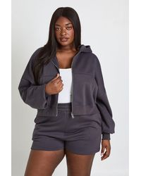 Boohoo - Plus Balloon Sleeve Zip Up Hoodie - Lyst