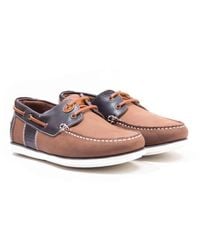 Barbour - Capstan Leather Boat Shoes - Brandy - Lyst