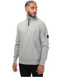 C.P. Company - Diagonal Raised Sweatshirt Met Halve Rits In Grijs - Lyst