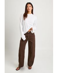 Boohoo - High Waist Seam Detail Barrel Jean - Lyst