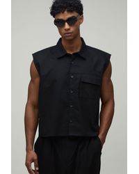 BoohooMAN - Oversized Boxy Extreme Crop Sleeveless Oxford Shirt - Lyst