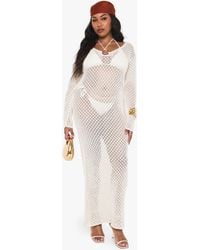 Boohoo - Plus Knitted Trim Detail Beach Maxi Dress - Lyst