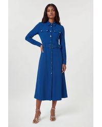 Karen Millen - Petite Tailored Belted Midi Shirt Dress - Lyst