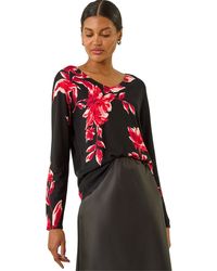 Roman - Floral Print V-Neck Knit Jumper - Lyst