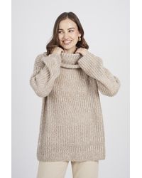 Brave Soul - Oversized Fisherman Knit Roll Neck Jumper - Lyst