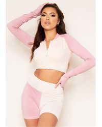 Missy Empire - Missy Empire Sport Colour Block Zip Through Long Sleeve Gym Top - Lyst