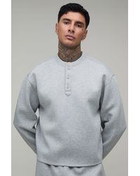 BoohooMAN - Tall Oversized Boxy Scuba Henley Sweatshirt - Lyst