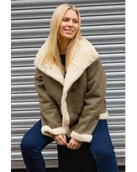 Roman - Borg Collar Aviator Jacket - Lyst