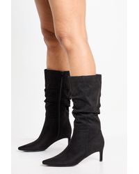 Boohoo - Ruched Knee High Stiletto Boots - Lyst