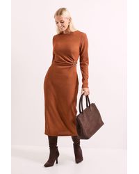 PRINCIPLES - Buckle Twist Front Crinkle Jersey Midi Dress - Lyst
