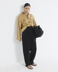 River Island - Wide Leg Trousers Petite Linen Blend - Lyst