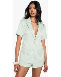 Boohoo - Tailored Short Sleeve Structured Romper - Lyst