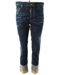 DSquared² - Cool Guy Cropped Dark Denim Pants Cotton - Lyst