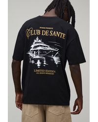 BoohooMAN - Oversized Yacht Club De Luxe Print T-Shirt Cotton - Lyst