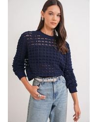 MixRay - Textured Knit Relaxed Crop Sweater With Crew Neck - Lyst