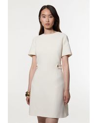Karen Millen - Compact Stretch Essential Waist Tab Detail Tailored Mini Dress - Lyst