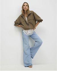 River Island - Wide Leg Jeans Clean Waist Turn Down Hem Cotton - Lyst