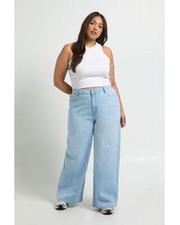 Boohoo - Plus Basics High Waist Wide Leg Jean - Lyst