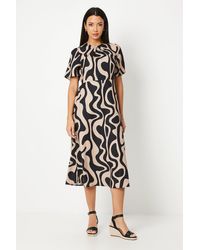 PRINCIPLES - Geo Print Volume Sleeve Midi Dress - Lyst