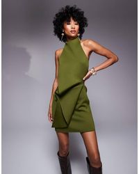 ASOS - Mini Dress With Halter Neck And Fold Back Detail - Lyst