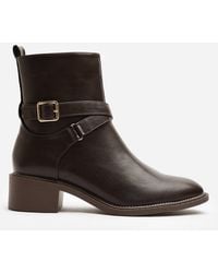 Where's That From - Wheres Elvara Low Block Heel Ankle Boot With Strap Detail - Lyst