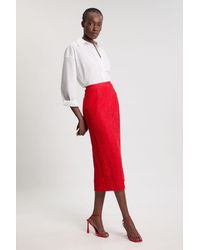 Karen Millen - Lace Woven Midi Skirt - Lyst