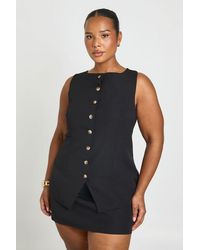 Boohoo - Plus Button Front Waistcoat And Mini Skort - Lyst
