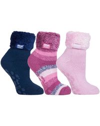 Heat Holders - Fluffy Slipper Bed Socks With Grips - Lyst