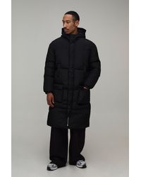 BoohooMAN - 4 Pocket Longline Hooded Puffer Jacket - Lyst