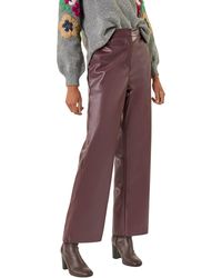 Roman - Faux Leather Wide Leg Crop Trousers - Lyst