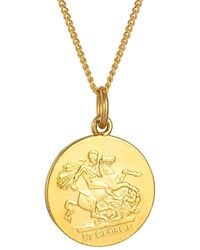The Jewellery Stockroom - Rolled St George Disc Pendant Necklace Plated - Lyst