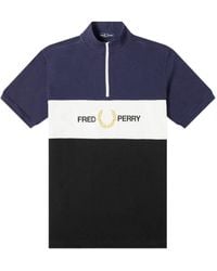 Fred Perry - Zipped Funnel Neck Polo Shirt Cotton - Lyst
