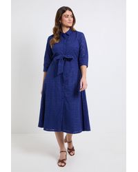 PRINCIPLES - Geo Broderie Tie Front Midi Shirt Dress - Lyst