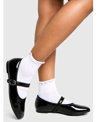 Boohoo - Wide Fit Patent Mary Jane Ballet Flats - Lyst