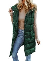 Azura Exchange - Lange Gevoerde Vest Met Quilted Ontwerp - Lyst