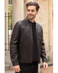Ashwood Leather - 'Strada Nera' Real Mandarin Collar Zip-Up Casual Jacket - Lyst