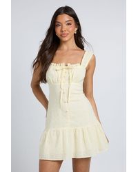 Boohoo - Broderie Ruched Bust Mini Dress - Lyst