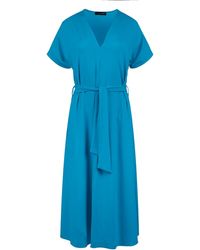 Conquista - Jersey Belted Midi Dress - Lyst