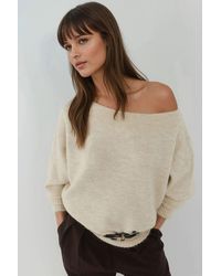 Hiccup - Soft Textured Off Shoulder Knit Sweater - Lyst