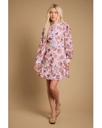 Oasis - Print Collar Mini Fit And Flare Dress - Lyst