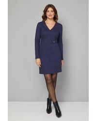 Wallis - Jersey Ponte Button Pencil Dress - Lyst
