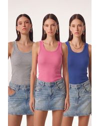 Happiness İstanbul - 3-Pack Ribbed Cotton Cami Tops - Lyst